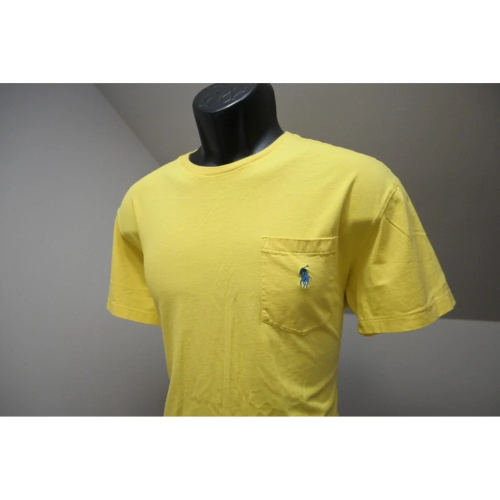 Polo Ralph Lauren T-Shirt Men Medium Yellow Pocket Short Sleeve‎ Classic Pony